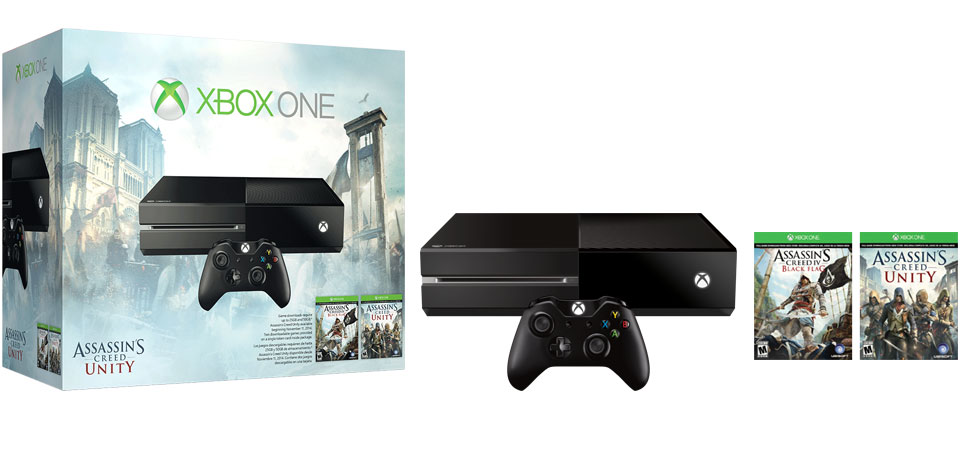 Les prix de la Xbox One 47bc9469-99b6-4f09-a3ed-cbce51265939.jpg?n=assassins-creed-unity-console-bundle_xbox-one_hardware_hero_960x450_03