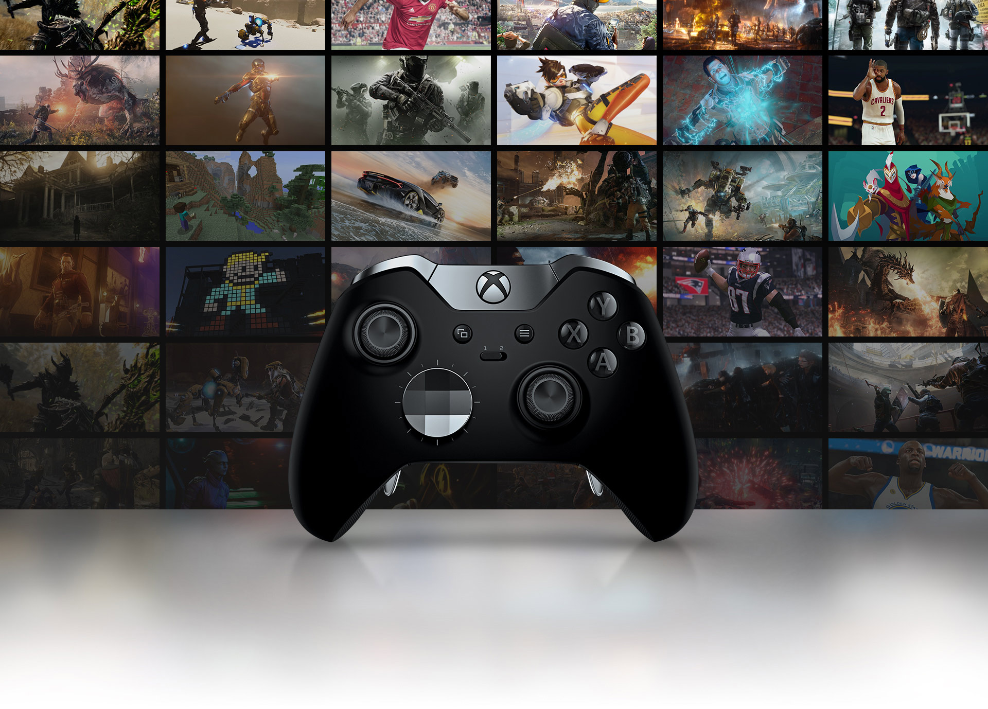 Elite Controller with screenshots for games as the background